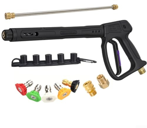 Nettoyeur haute pression 400 bar avec joint pivotant à 360° 5 buses Extension Wand Pistolet de nettoyage Longueur réglable Raccords en laiton