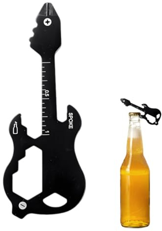 YOFDAL 1 PCS multiherramienta EDC Abrebotellas de guitarra, acero inoxidable, con forma de guitarra, regalo para amantes de la música, llavero, uso al aire libre