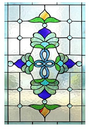 Stained Glass Window Film Vintage Church Privacy Static Sticker Glass Adhesive Anti UV Heat Resistant Home Door(Color 1,40x60cm)