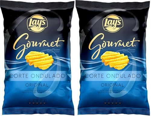 Lay's Gourmet Onduladas, Patatas fritas con sal, Producto de Aperitivo, bolsa individual, 150 gr (Paquete de 2)