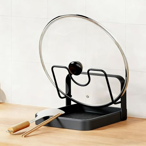 Portaoggetti Per Coperchio Della Pentola Da Cucina | Organizer Multifunzionale Per Coperchio Pentola Da Cucina | Con Vassoio Di Scarico In ABS, Facile Da Riporre, Per Contenere In Modo Sicuro Coperchi