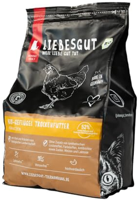 Liebesgut Nourriture sèche bio pour chats adultes, bœuf et volaille bio, extra viande, 1,5 kg