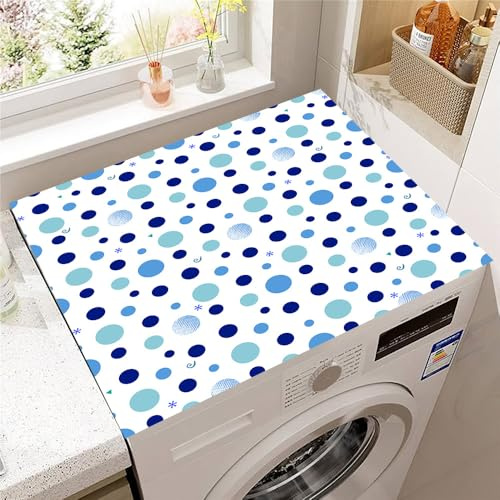 Hearda Housse Machine a Laver Motif à Pois, Dessus Tapis Lave Linge Antidérapant, Housse de Protection pour Machine à Laver Top, Tapis de Protection pour Dessus Sèche-Linge (Bleu,30x40cm)
