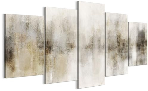 LUMASOUL Wandbilder Wohnzimmer 5-teilig Leinwandbild Abstrakt 16 150x75 cm | Mehrteilige Wanddeko für Schlafzimmer, Flur, Büro