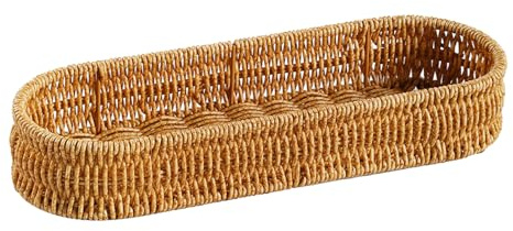 Organizador de Cubiertos - Cesta de Almacenaje de Mimbre Sintético para Cocina | Soporte para Utensilios de Cocina - para Buffet, Despensa, Tocador, Cómoda, , Cafetería, Cantina, Mesa de Comedo