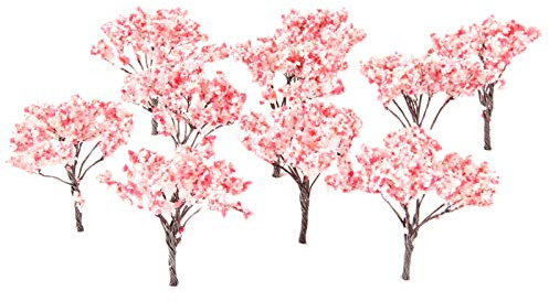 Yetaha 20pcs Model Trees Model Trains Scenery 6.5cm Cherry Blossom Model Trees for OO HO Scale Landscape Architecture Scenery Ornament Scenery Railroad Layout Scene Decoration