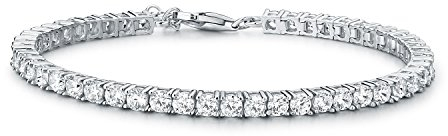 Diamond Treats 925 Sterling Silber Tennis Armbänder für Damen mit weißen Zirkonia Steinen, kurzes Tennis Armband für Frauen und Mädchen, Sterling Silber Schmuck Geschenke für Frauen