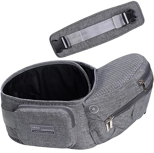 Bebamour Hipseat Babytrage 0-36 Monate, Leichter, verstellbarer, rückenstützender Taillenhocker, 3-in-1-Babytrage für Neugeborene bis Kleinkindersitz(Light Grey)