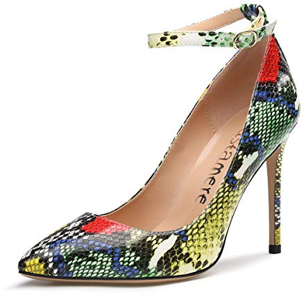 Castamere Zapatos de Tacón Mujer Tira de Tobillo Tacón de Aguja 10CM Serpiente Multicolor Zapatos EU 38