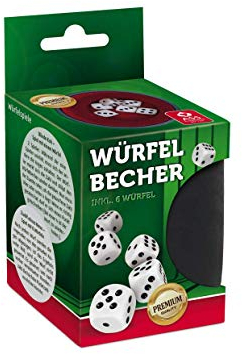 Ass Premium Würfelbecher mit 6 Würfeln aus Kunstleder mit Filz, 22506643