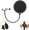 Hamosky Microphone Pop Filter Swivel with Double Layer Sound Shield Guard Windscreen for Blue Yeti Blue Snowball and Other Recording Studio Mic