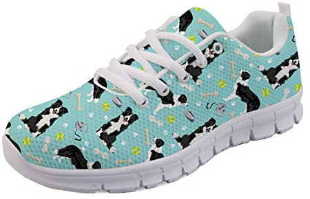 Woisttop Border Collie Tennis Ball Cute Pet Pattern Women's Fashion Sneakers Mesh Utra-Lightweight Athletic Running Shoes