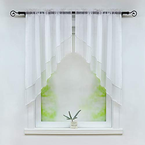 Joyswahl Fönstergardin voile bistrogardiner Panneaux 90 x 100 cm vit