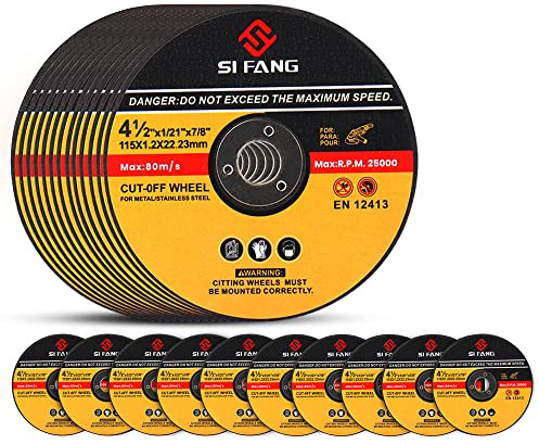 SI FANG 115mm Metal Cutting Discs 10 Pack, 1.2mm Thin Cut Off Wheels Angle Grinder Blades, 4-1/2 inch Cutting Wheel Grinding Discs for Metal, Aluminium Angle, Steel, Iron and Stainless Steel