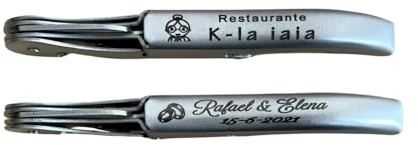 Regalo Grabado - Personalised Stainless Steel Corkscrew | Engraved with Text or Logo for Weddings and Events | Ideal for Souvenirs, Birthdays, Christenings, Matte Stainless | Units (25)