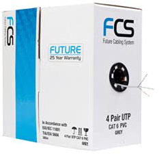 FCS CAT6 UTP PVC CABLE GREY 305MTR BOX, EN 50575 : 2014 + A1 : 2016 APPROVED (CPR & EURO CLASS RATING - ECA) 23 AWG SHIPPED ON A NEXT DAY SERVICE MONDAY - FRIDAY