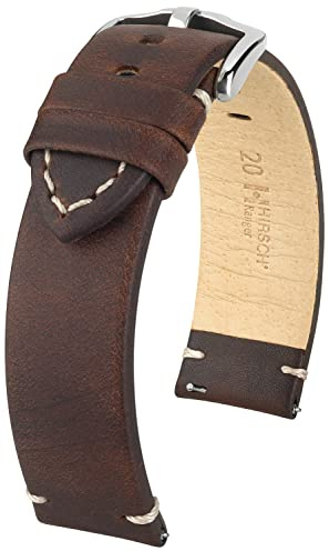 HIRSCH Ranger Uhrenarmband - Uhrband aus Leder im Retro Vintage-Style für Damen- & Herren-Uhren - mit Werkzeug - Braun - 18 mm