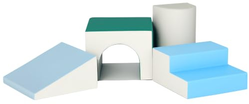 HOMCOM 4 TLG. Schaumstoff Bausteine Kinder Klettern Bausteinset Hellgrau | Softbausteine, Bauklötze Weiche Schaumstoffbausteine, Riesenbausteine, Bauspielzeug, Grossbausteine, für Baby & Kleinkinder