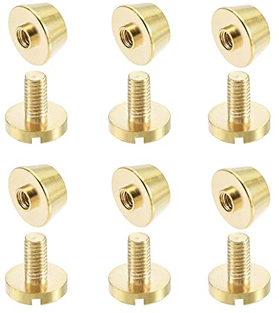 sourcing map 10 x 6 mm flache Nieten Geldbörse Handtasche Füße Spike Messing Leder Handwerk Schraube zurück Nieten DIY 6 Sets