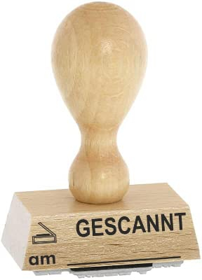 Office-Stempel/Lagertext – GESCANNT - von Kaufhaus2010 Buchenholzstempel – Lagertextstempel zur Kennzeichnung von Rechnungen und anderen Dokumenten 4 cm lang
