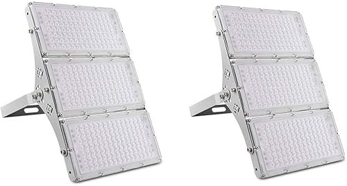 Sararoom Focos LED Exterior 300W, 30000LM 6500K Blanco Frío Proyector, IP65 Impermeable Luces de Seguridad Lámpara de Pared para Jardín Garaje Patio Césped Estadio Pasillo - 2 Piezas