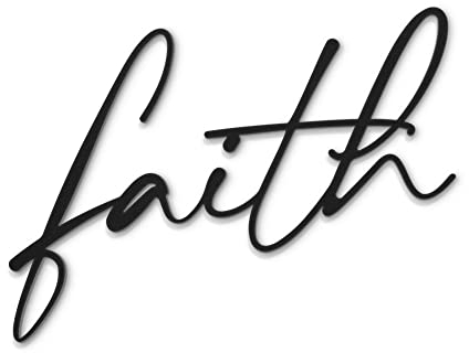 Beautiwall Faith Moderne Wanddeko Metall Schwarz - Beschichtete Wandschmuck Metallbilder - Wohnzimmer Badezimmer Schlafzimmer Wand Deko Metalldekoration - Inklusive Klebestreifen