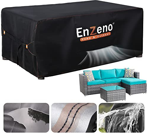 Enzeno Outdoor Garden Furniture Covers Waterproof with Air Vent, 180*120cm, Patio Furniture Cover for outside Rectangle/Rectangular Table and Chair Set, rattan furniture set,Heavy Duty Oxford Fabric