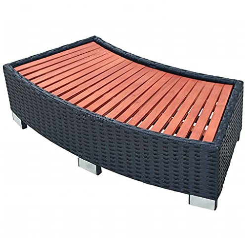 INLIFE Marchepied de spa en polyrotin 92 x 45 x 25 cm Noir