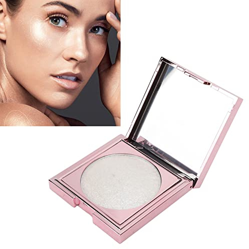 Polvo Iluminador, Maquillaje Resaltador de Contorno Brillante, Iluminador de Maquillaje, Iluminador de Larga Duración, Cosméticos con Purpurina, Polvo de Contorno, Plata Brillante