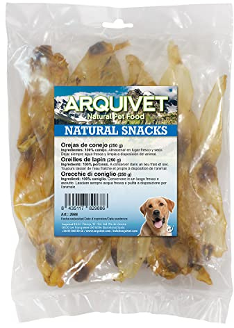 Arquivet Hasenohren (Tasche 250 g) - 100% natürliche Snacks für Hunde - Auszeichnungen, Belohnungen, Leckereien, Hundeleckereien - Hilfe zur Zahnreinigung