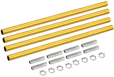 sourcing map 4 Set Verlängerungsstangensatz, Verbindungsmutter M10 300 mm / 3,94 Überwurfmutter mit Gewinderohr, Gewindeverlängerung, Goldfarben
