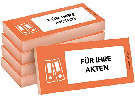 PRICARO Haftnotizen Für Ihre Akten, orange, 100 Blatt, 5 Stück