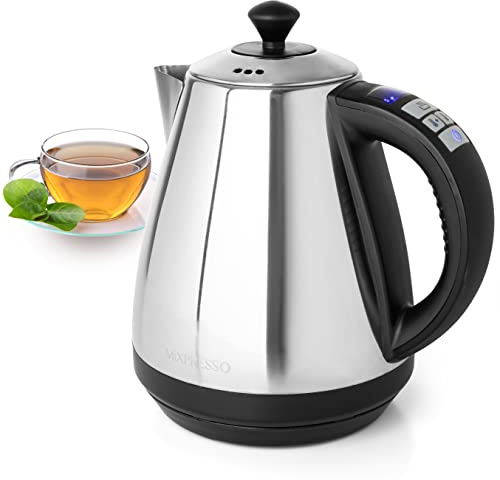 Mixpresso Electric Kettle Temperature Control, Hot Water Kettle Electric, Cordless 1 Liter Capacity, Keep Warm & LED Indicator, Auto-Shutoff, Boil-Dry Protection, Stainless Steel Electric Kettle