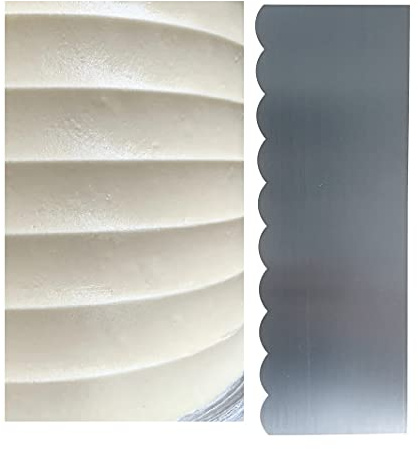 Stainless Steel Large Scallop Cake Scraper Cake Decorating Comb Metal 9 Inch Cake Scraper Cake Buttercream Icing Smoother Baking Sculpting Decorating Tools