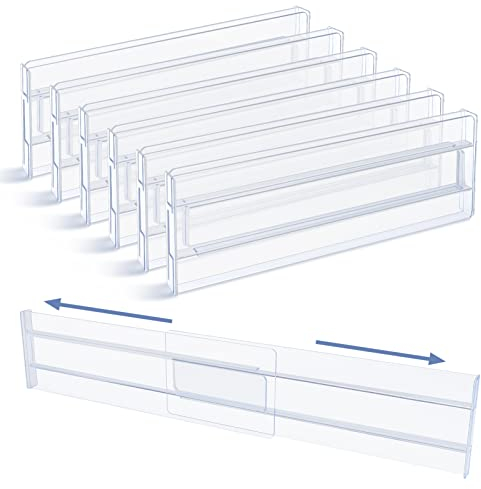 zerotop Schubladentrenner, 6er-Set Kunststoff Schubladentrenner Verstellbar Schubladenteiler Organizers Transparente Schubladen Ordnungssystem für KüChenspeicher Schlafzimmer Kommode Schrank BüRo (1)