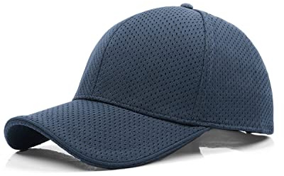 Zylioo XL/XXL Löpning sport keps stor huvud utomhus mesh andningsbar basebollkeps promenadkeps baseballkeps, Marinblå (marinblå)-B, M-L