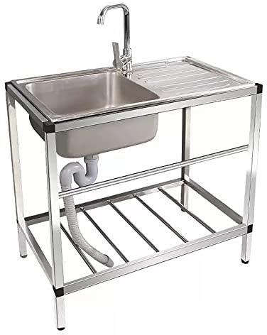 AMEERR Fregadero Cocina 1 Seno con Escurridor Fregadero Simple Al Aire Libre con Soporte Fácil De Limpiar con Estante De Almacenamiente De Un Solo Tazón R Diseño Redondeado (Size : 3)