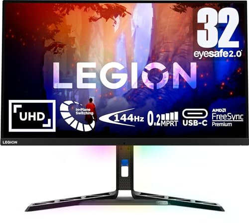 Lenovo Legion Y32p-30 32 Inch Gaming Monitor | 4K UHD, 2160p, 144Hz, 2ms, HDMI, DP, USB | AMD Freesync Premium | PS, Xbox, PC screen