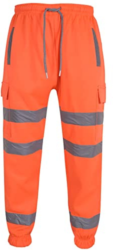 A2Z Hohe Sichtbarkeit Sichere Arbeitshose Reflektierende Jogginghose - Hi Vis Trouser Neon Orange M