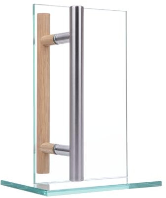 MLS Türgriff für Sauna und SPA, Griffpaar für Tür, Angenehme Haptik, Griffstangenkombination aus Edelstahl & Holz, für Innentüren aus Glas und Holz, Länge: 250 mm, Bohrung Abstand: 150 mm