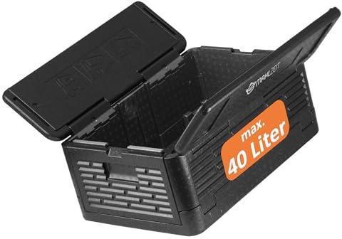 Mahlzeit Boîte Thermique Pliable 60 x 40 x 25,5 cm | Boîte pour Maintien au Chaud, Noire |Boîte Thermique pour Nourriture, Boite polystyrène, Thermos Alimentaire, conteneur Isotherme, Pliable
