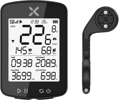 XOSS G+ Gen2 Fahrradcomputer, GPS, kabellos, mit IPX7 wasserdicht, Synchronize Strava, HD-Matrix-Display, Bluetooth 5.0, für Fahrrad