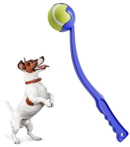 BILISH Dog Ball Thrower Launcher Squeaky Tennis Balls For Dogs Portable Small Chase Fetch Game Toy Dog Stuff Pick Up & Throw Play Chucker For Pet Exercise (blue)
