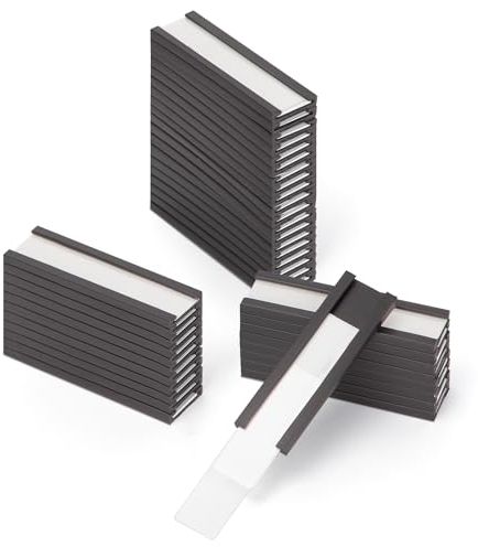 LLPT Magnetische Etikettenhalter | Beschreibbare Magnet-Etiketten für Schule Büro Whiteboards Kühlschränke Magnettafeln (MH1550) | 50 Stück | 15MM x 50MM