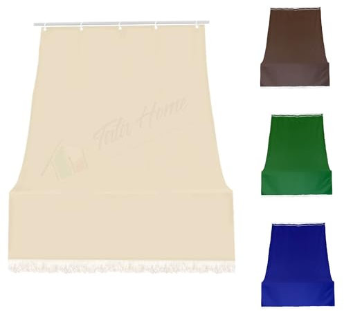 Tenda da Sole con Anelli per Esterno Tenda Parasole a Caduta Per Balcone Tessuto Resistente Tinta Unita Lavabile 140x250 cm Beige