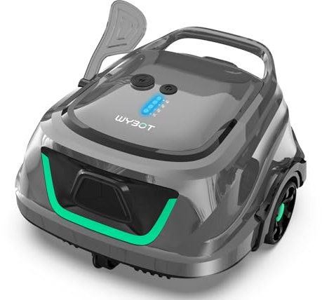 WYBOT A1 Poolroboter Akku - Kabelloser Poolsauger mit 120 Min Laufzeit & Dual-Filtrierung, Automatisches Parken für Flachboden-Aufstellpools bis 100 m², 2,5h Schnellladung,Dunkelgrau-grün