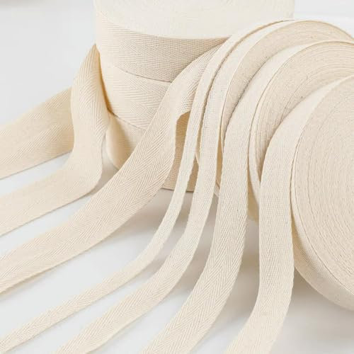 VICIYOO 10/15/20/25/30/40/50/60 mm Breite Twill-Gurtband aus Baumwolle, Schrägband für Taschen, Heimtextilien, handgefertigtes Nähzubehör, 45,7 m