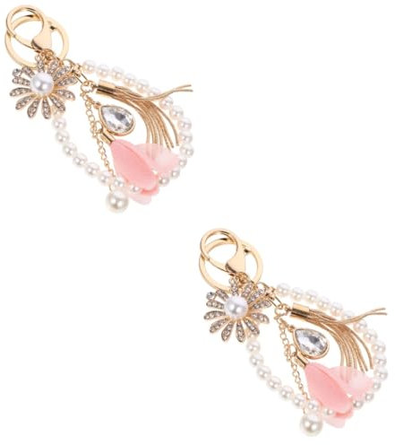 DEARMAMY 2St Schlüsselanhänger phone charm Handyanhänger keysersdünger schlüsselringe perlenanhänger keyring Armbänder Taschenanhänger Hängende Verzierung für Taschen Zinklegierung Rosa