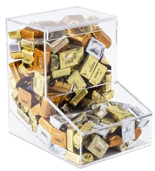 Inevibe Dispensador de caramelos, soporte de almacenamiento acrílico a granel con dos tapas para encimera o montaje en pared, almacena chocolate, golosinas, dulces y aperitivos