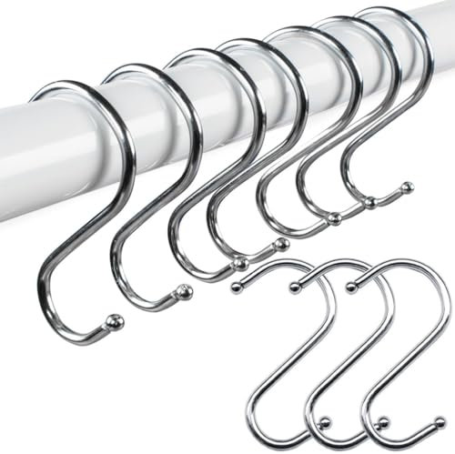 huiyonglan 10 Pcs S Hooks, 7.3 cm S Shaped Hook, S Hooks for Hanging, Multi Purpose Stainless Steel Heavy Duty Metal S Hook for Hanging, for Kitchen Bathroom Bedroom Living Room Office Pan Cup